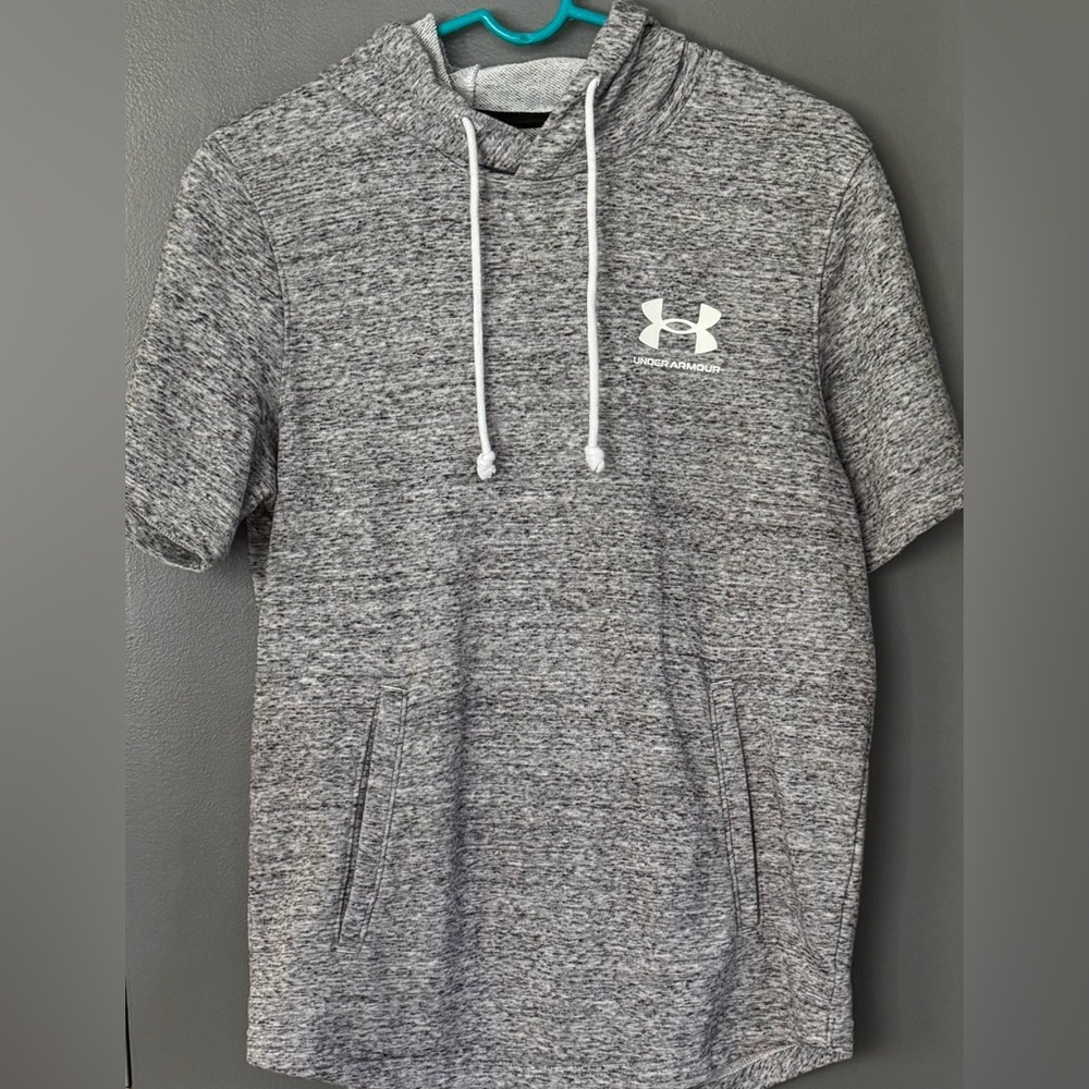 Under Armour short sleeve hooded shirt.